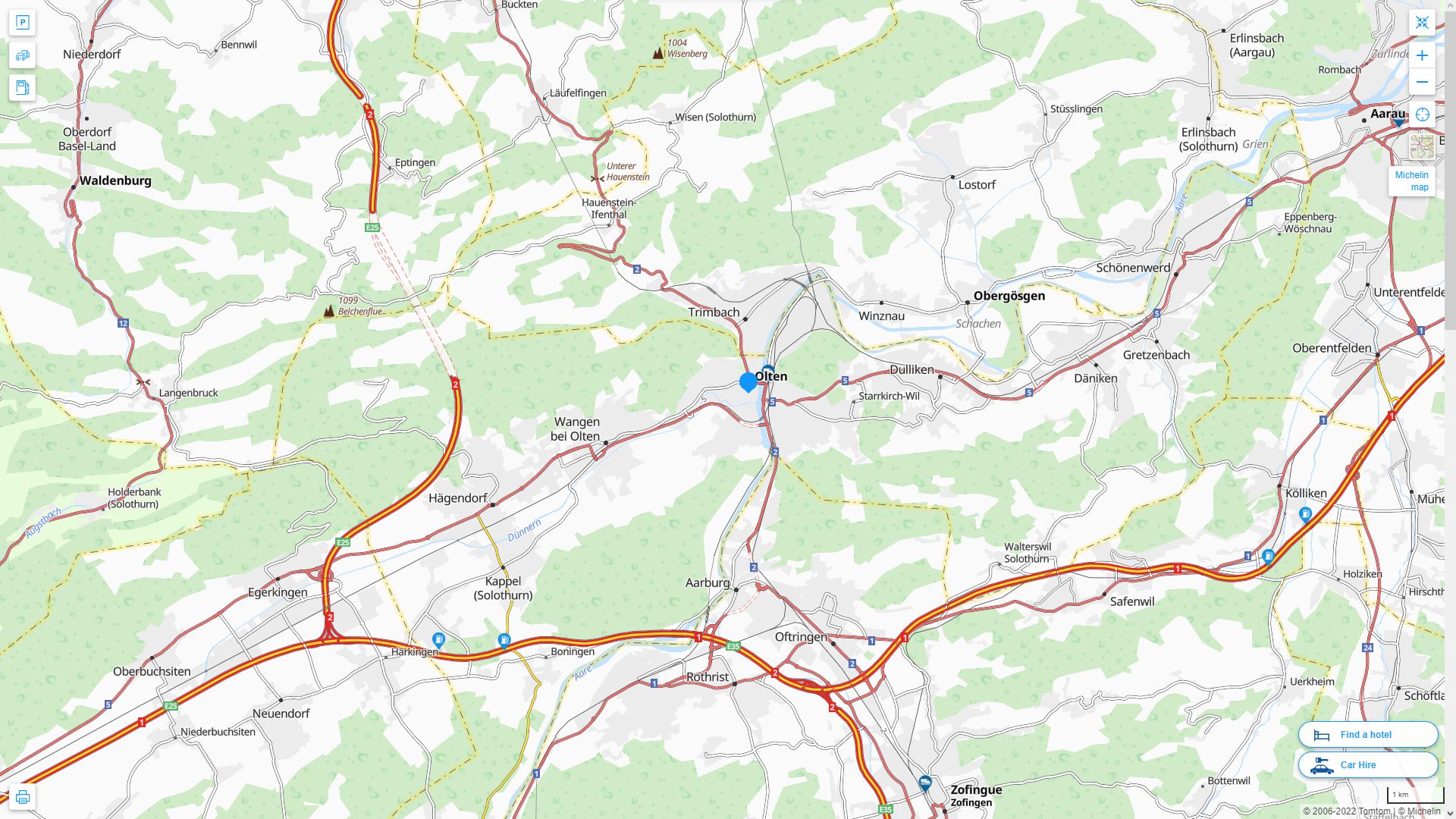 Olten Suisse Autoroute et carte routiere